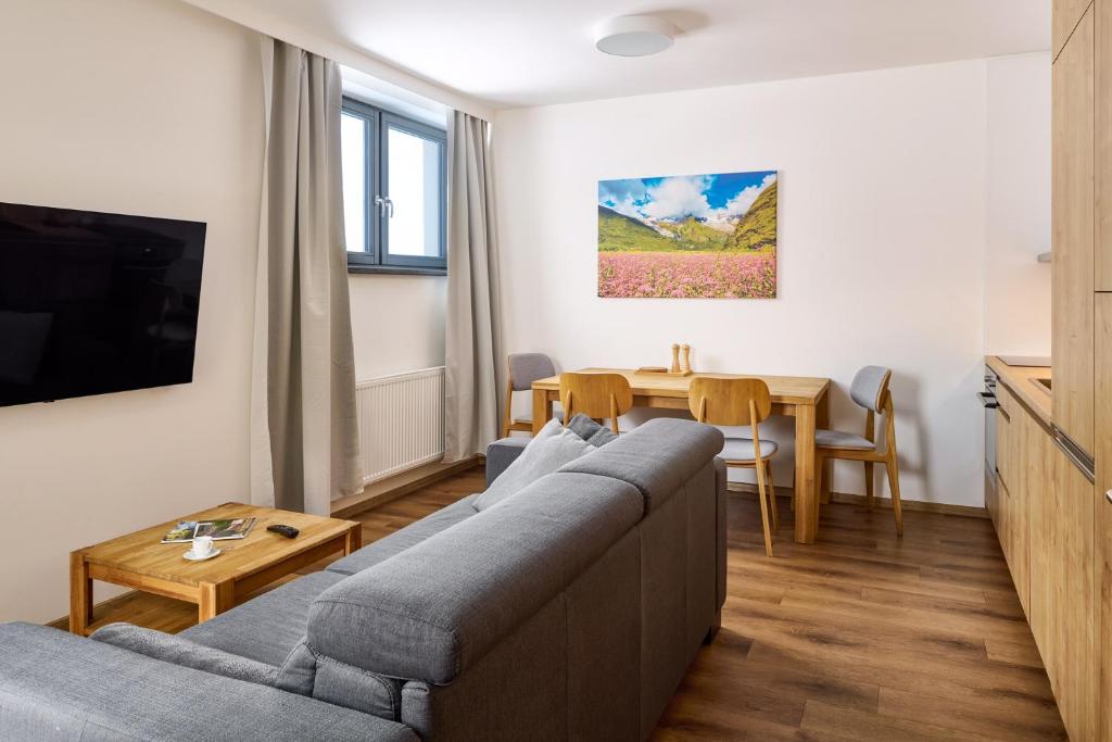 TV a/nebo společenská místnost v ubytování Luční apartmány Dobromysl a Laskavec