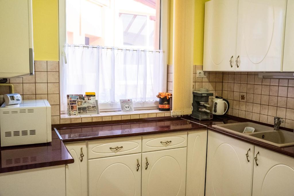 Kuchyň nebo kuchyňský kout v ubytování Gesztenye Apartman