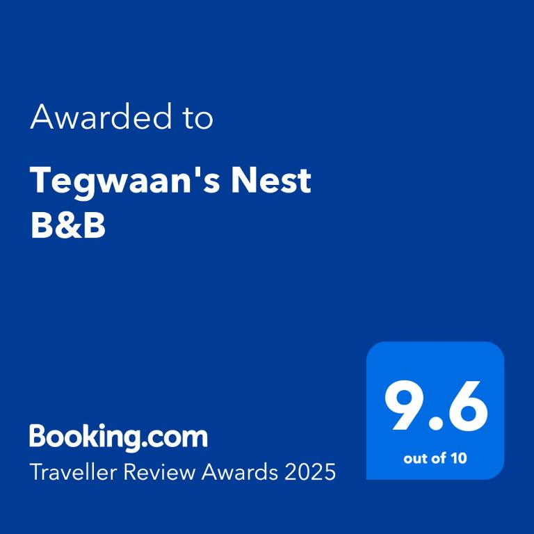 Vottorð, verðlaun, skilti eða annað skjal til sýnis á Tegwaan's Nest B&B