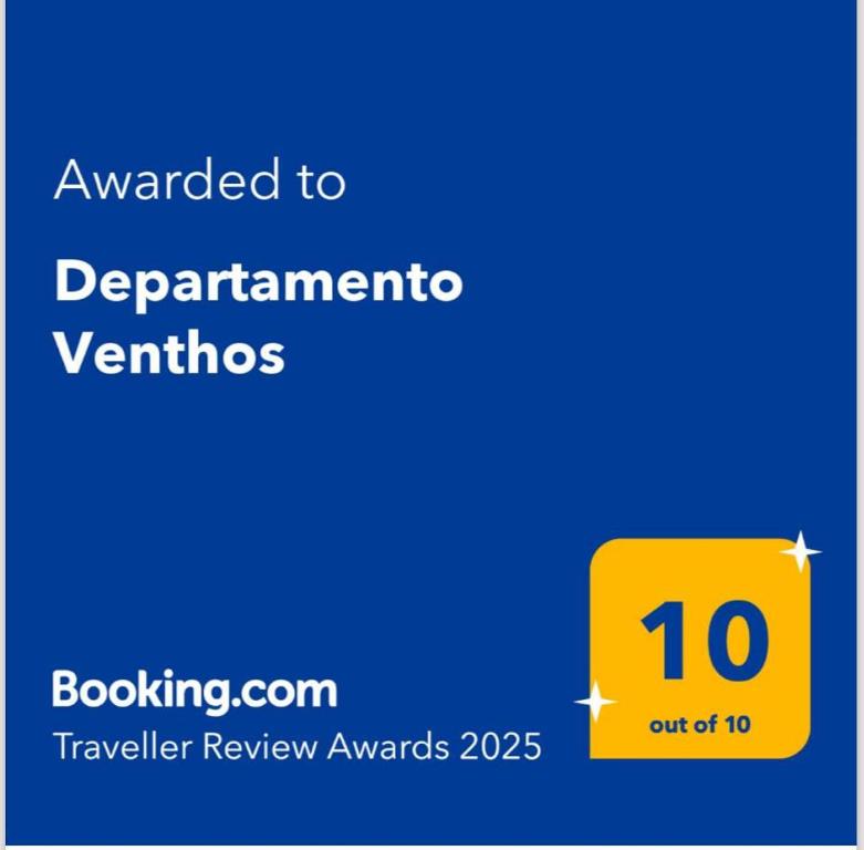 een geel teken met de woorden gespaard om te depparedinion veritas bij Departamento Venthos in Puerto Madryn