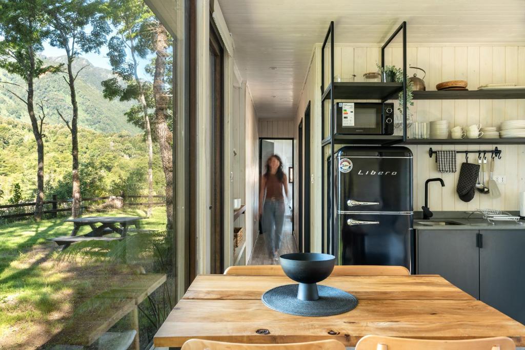 Kuchyň nebo kuchyňský kout v ubytování Carintia Cabins