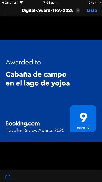 Certifikát, hodnocení, plakát nebo jiný dokument vystavený v ubytování Cabaña de campo en el lago de yojoa