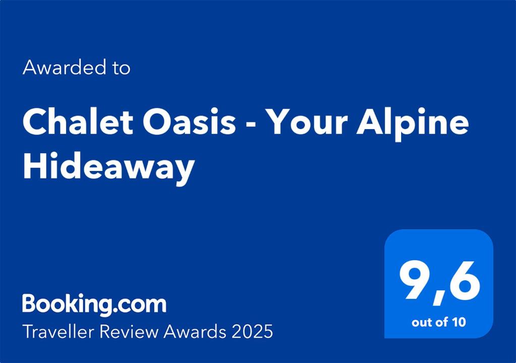 un cartello blu che legge gesso oasi la tua compagnia aerea hitchay di Chalet Oasis - Your Alpine Hideaway a Bürglen