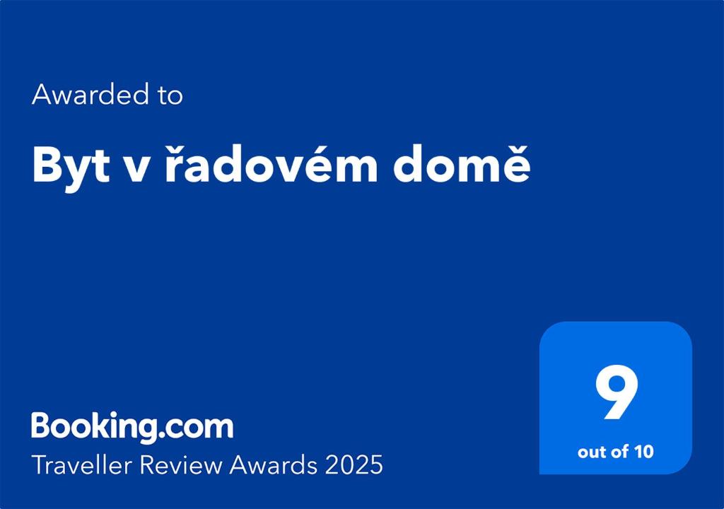 Certifikát, hodnocení, plakát nebo jiný dokument vystavený v ubytování Byt v řadovém domě