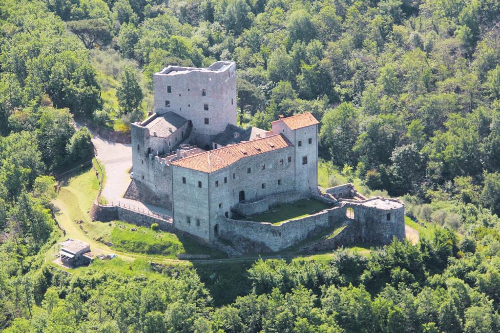 un vieux château au milieu d'une forêt dans l'établissement TENUTA CASTEL DELL'AQUILA, à Gragnola