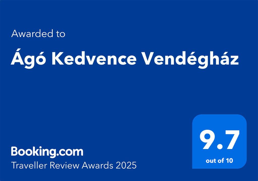 Certifikát, hodnocení, plakát nebo jiný dokument vystavený v ubytování Ágó Kedvence Vendégház