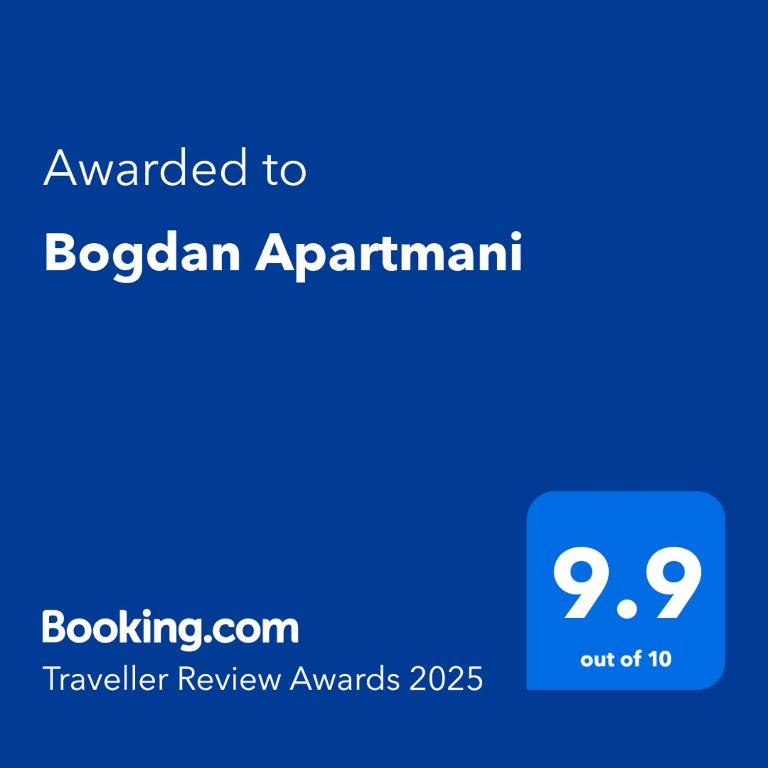 Certifikát, hodnocení, plakát nebo jiný dokument vystavený v ubytování Bogdan Apartmani