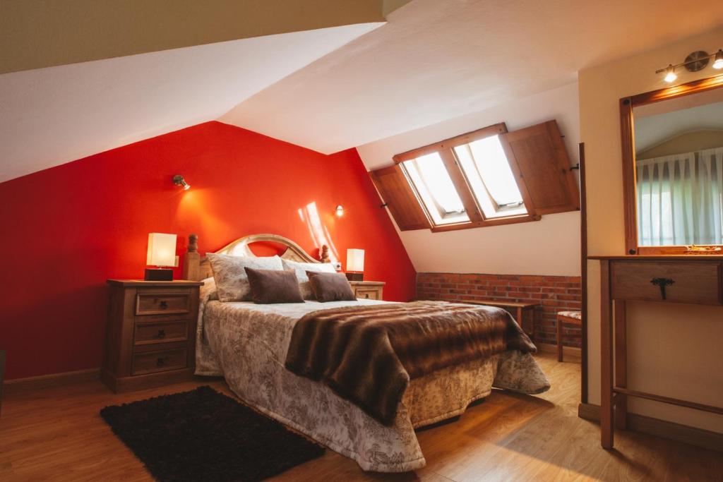 Cama o camas de una habitación en Hotel Rural El Molino