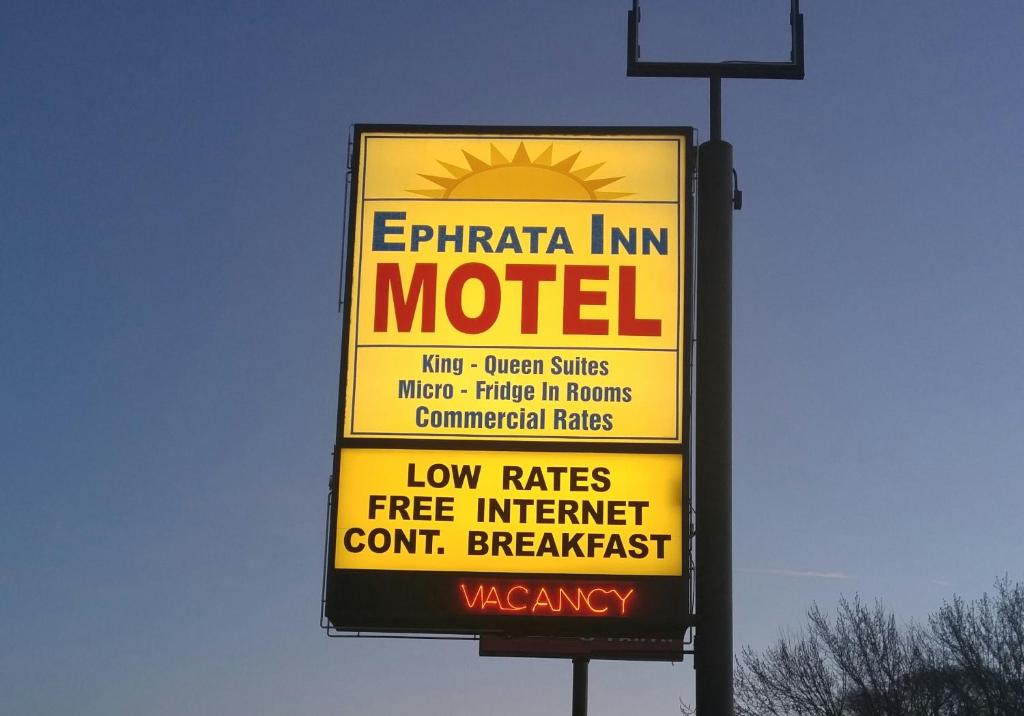 Certifikát, hodnocení, plakát nebo jiný dokument vystavený v ubytování Ephrata Inn Motel