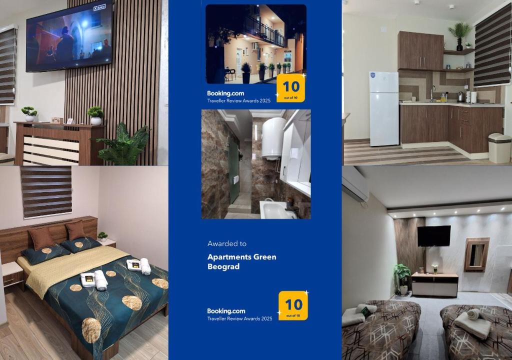 Kuchyň nebo kuchyňský kout v ubytování Apartments Green Beograd
