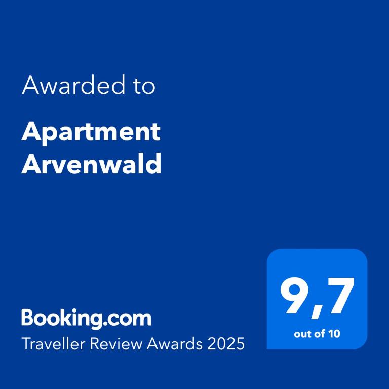 Certifikát, hodnocení, plakát nebo jiný dokument vystavený v ubytování Apartment Arvenwald