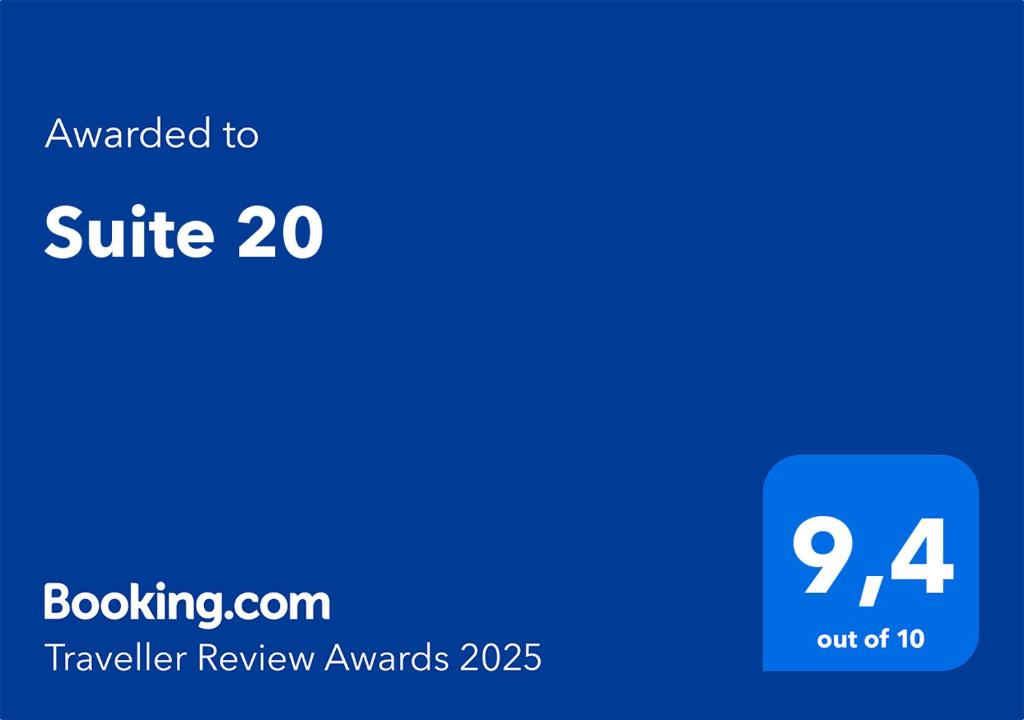 Certifikát, hodnocení, plakát nebo jiný dokument vystavený v ubytování Suite 20