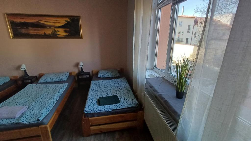 Postel nebo postele na pokoji v ubytování Ubytovaní U Dvora