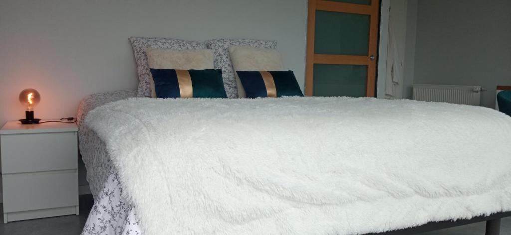 Postel nebo postele na pokoji v ubytování Chambre avec terrasse privative et vue mer