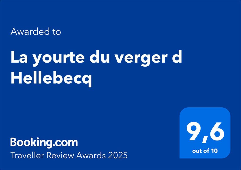 Certificato, attestato, insegna o altro documento esposto da La yourte du verger d Hellebecq