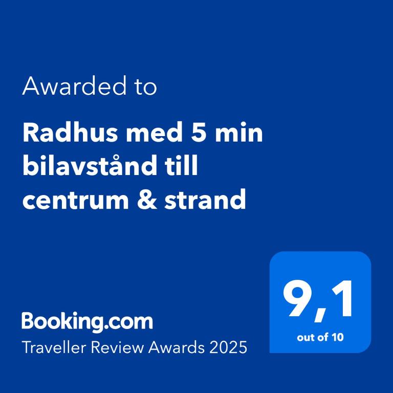 Certifikát, hodnocení, plakát nebo jiný dokument vystavený v ubytování Radhus med 5 min bilavstånd till centrum & strand