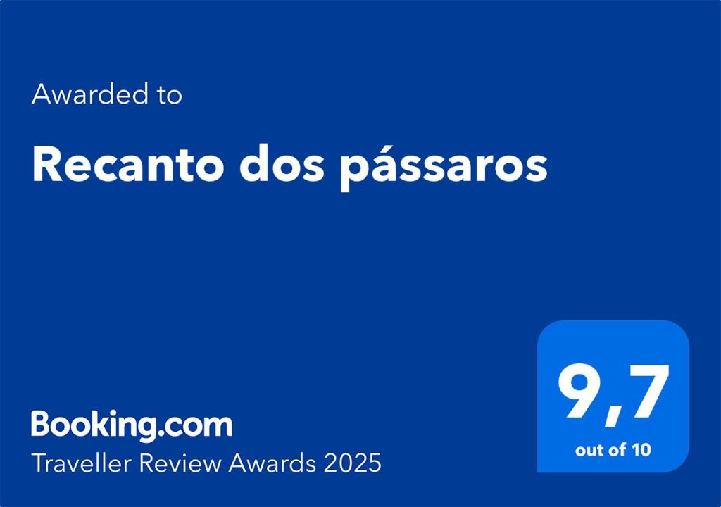 Certifikát, hodnocení, plakát nebo jiný dokument vystavený v ubytování Recanto dos pássaros