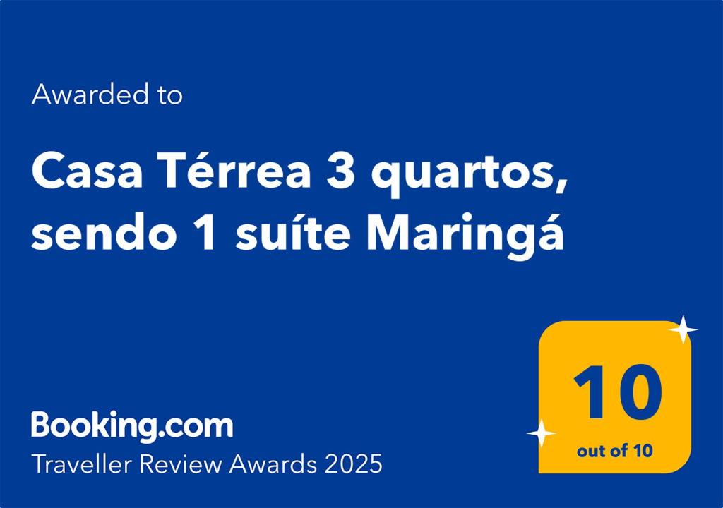Certifikát, hodnocení, plakát nebo jiný dokument vystavený v ubytování Casa Térrea 3 quartos, sendo 1 suíte Maringá