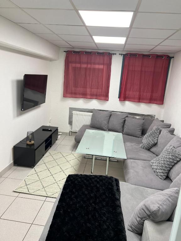 un salon avec un canapé et une table dans l'établissement Halim, à Mulhouse