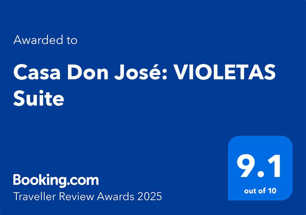 Sijil, anugerah, tanda atau dokumen lain yang dipamerkan di Casa Don José: VIOLETAS Suite