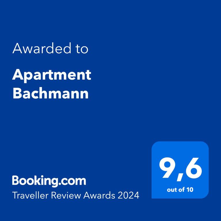Certifikát, hodnocení, plakát nebo jiný dokument vystavený v ubytování Apartment Bachmann