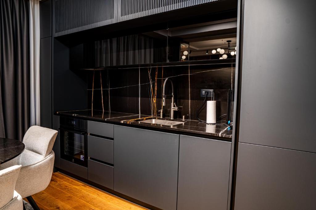 Kuchyň nebo kuchyňský kout v ubytování Brilijant Lux Apartman
