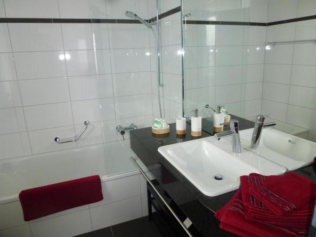 Koupelna v ubytování Hotel Enjoy