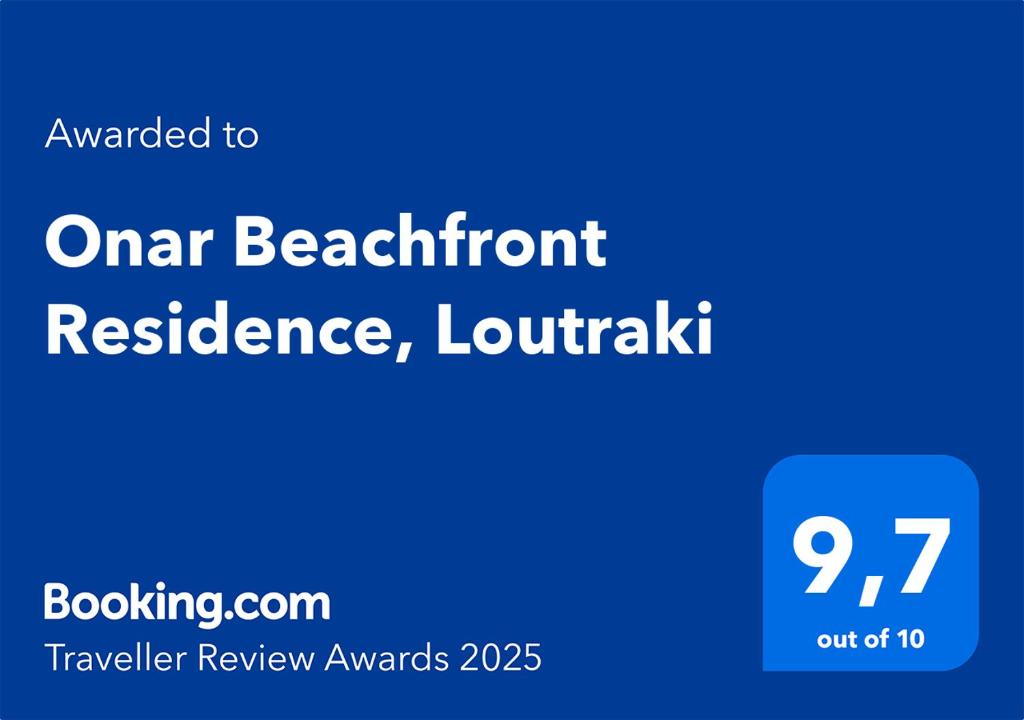 Certifikát, hodnocení, plakát nebo jiný dokument vystavený v ubytování Onar Beachfront Residence, Loutraki