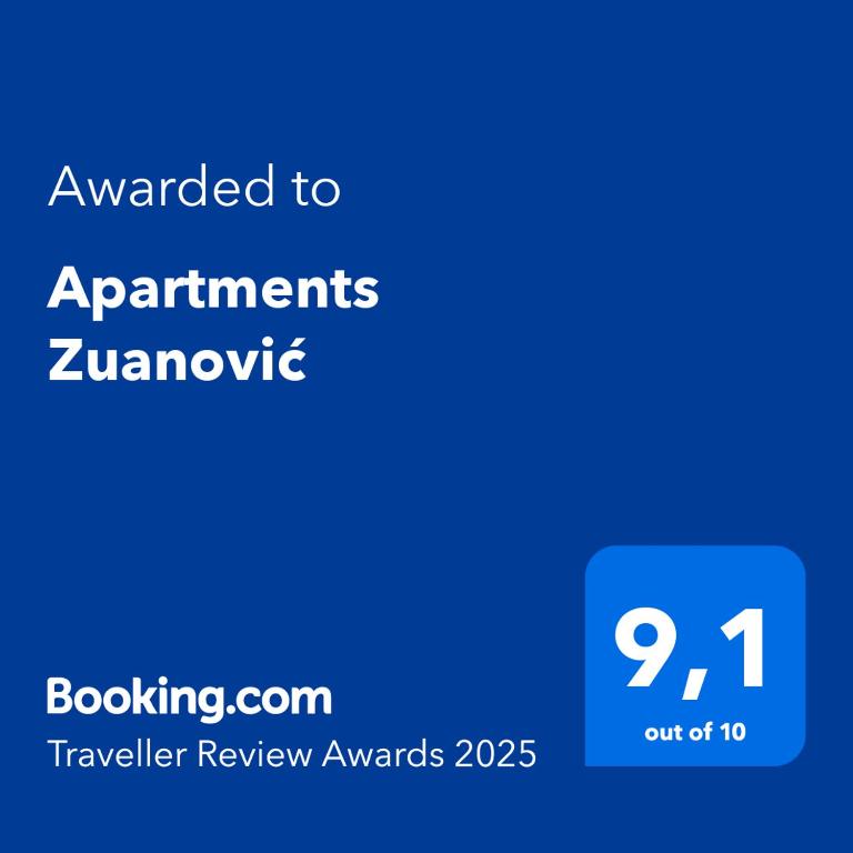 Certifikát, ocenenie alebo iný dokument vystavený v ubytovaní Apartments Zuanović