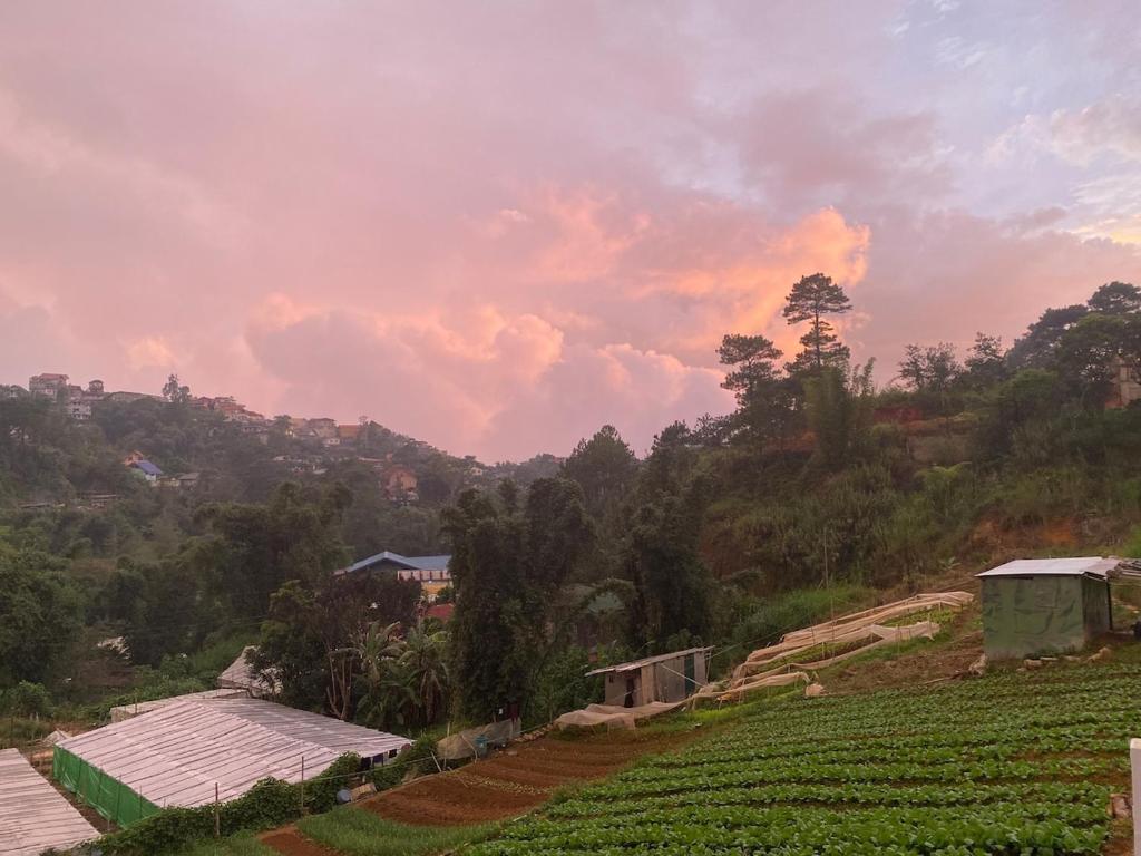 a view of a hill with a farm in a field at Mountain Sunctuary-S2 Unit with Breathtaking view in Baguio