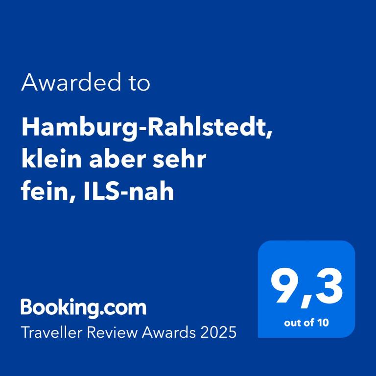 Certifikát, hodnocení, plakát nebo jiný dokument vystavený v ubytování Hamburg-Rahlstedt, klein aber sehr fein, ILS-nah