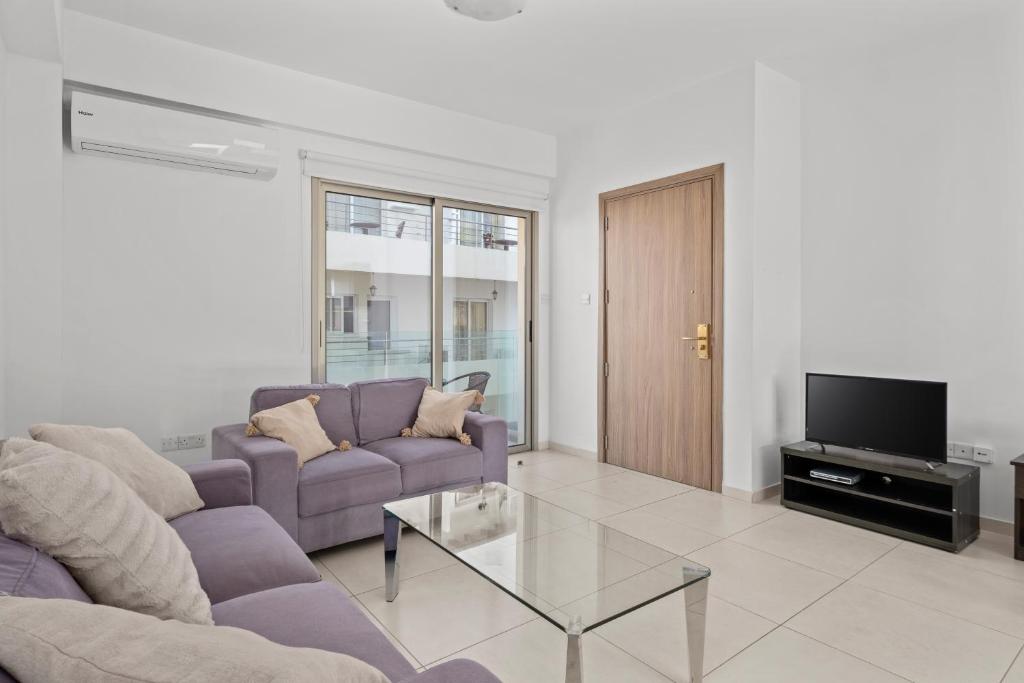 TV a/nebo společenská místnost v ubytování Downtown Comfort Apartment