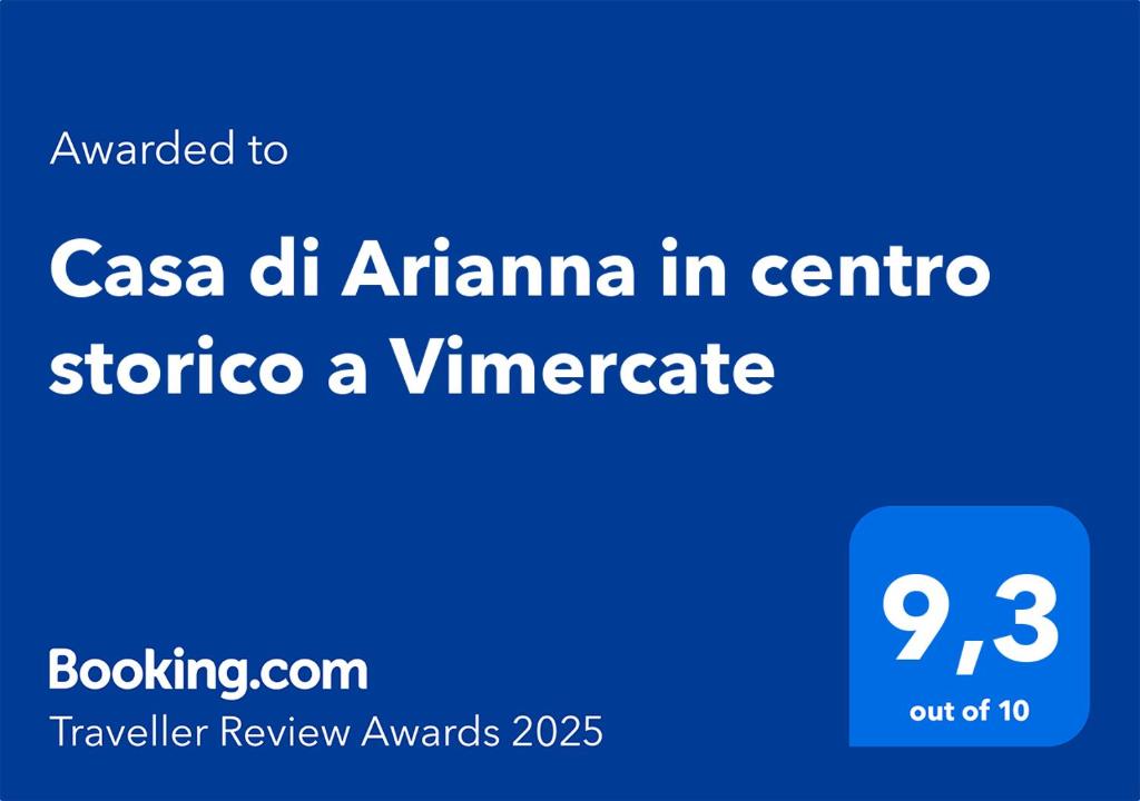 Certifikát, hodnocení, plakát nebo jiný dokument vystavený v ubytování Casa di Arianna in centro storico a Vimercate