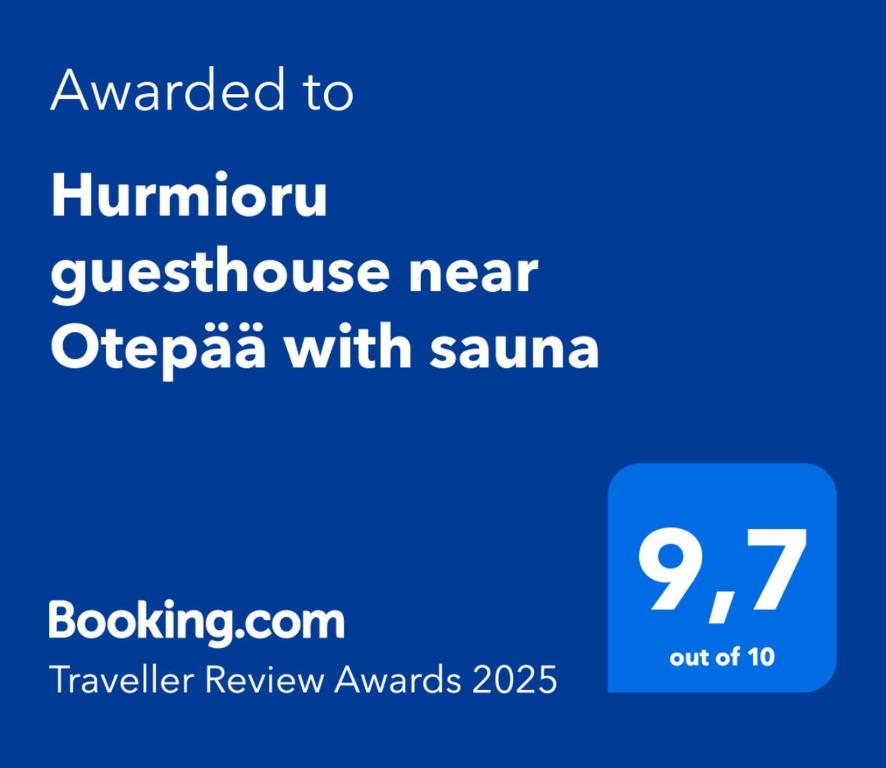 Certifikát, hodnocení, plakát nebo jiný dokument vystavený v ubytování Hurmioru guesthouse near Otepää with sauna