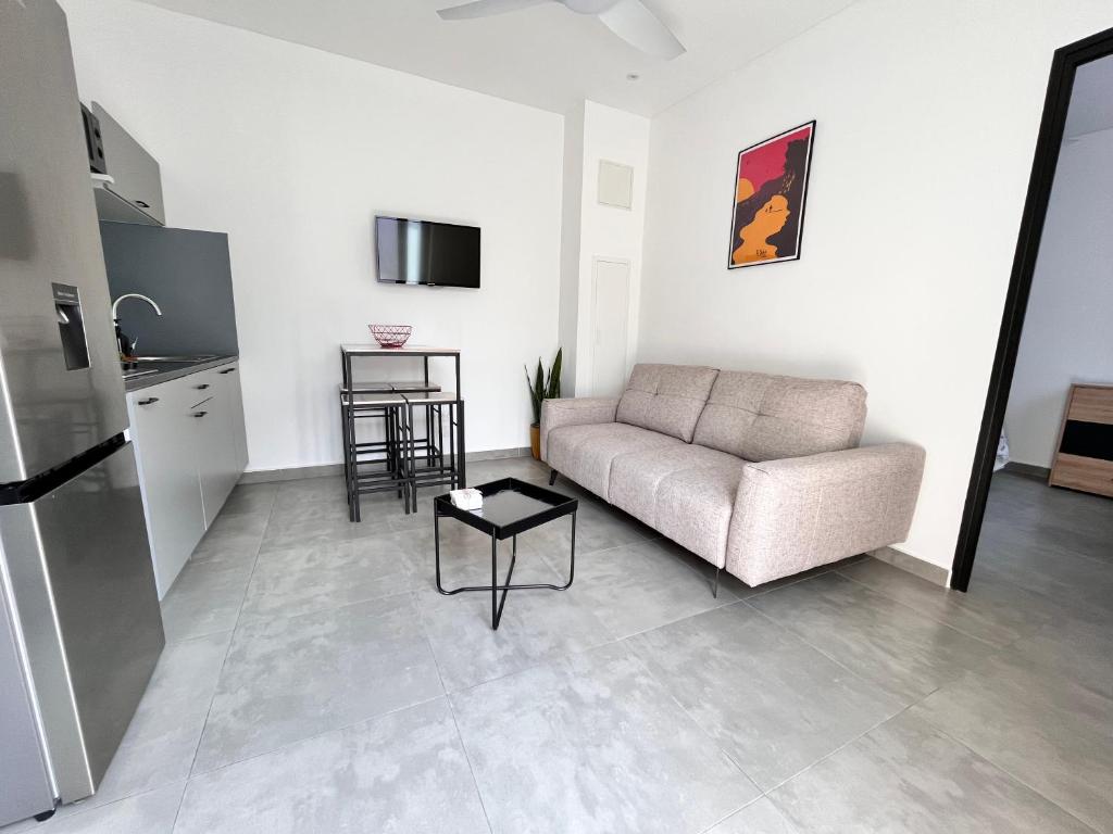 TV a/nebo společenská místnost v ubytování Appartement «Le Ti songe»