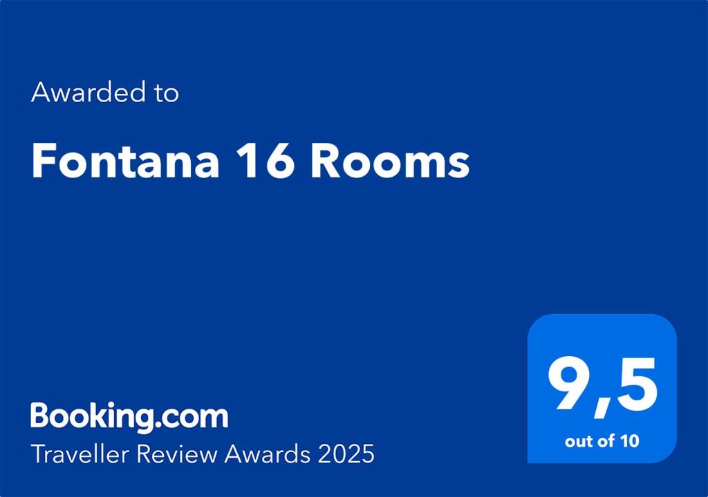 Certifikát, hodnocení, plakát nebo jiný dokument vystavený v ubytování Fontana 16 Rooms