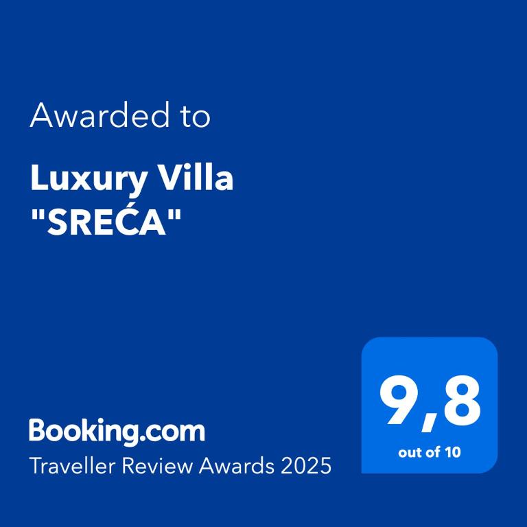 Certifikát, hodnocení, plakát nebo jiný dokument vystavený v ubytování Luxury Villa "SREĆA"