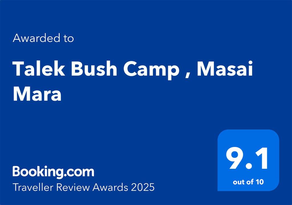 Certifikát, hodnocení, plakát nebo jiný dokument vystavený v ubytování Talek Bush Camp , Masai Mara