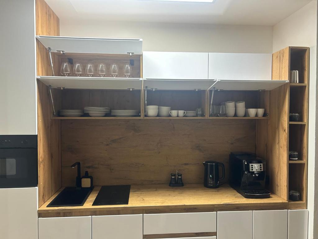 Kuchyň nebo kuchyňský kout v ubytování Apartmán Sen Bečvy