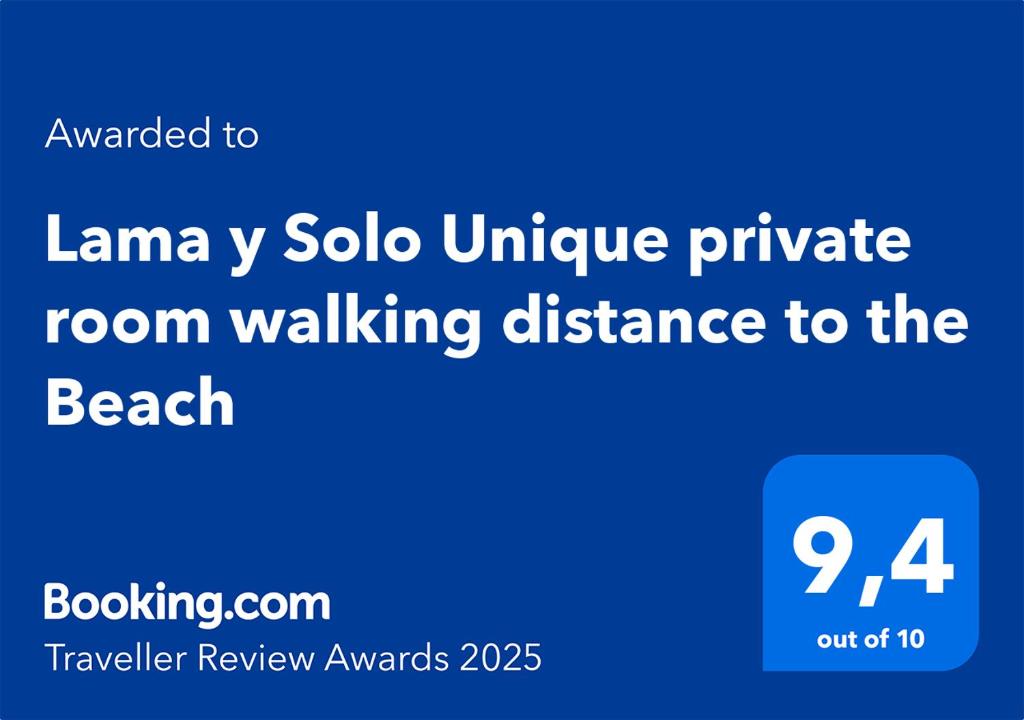 Certifikát, hodnocení, plakát nebo jiný dokument vystavený v ubytování Lama y Solo Unique private room walking distance to the Beach