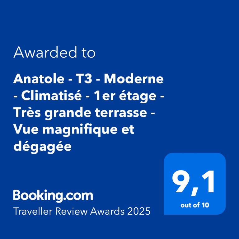 Anatole - T3 - Moderne - Climatisé - 1er étage - Très grande terrasse - Vue magnifique et dégagée - Квартира