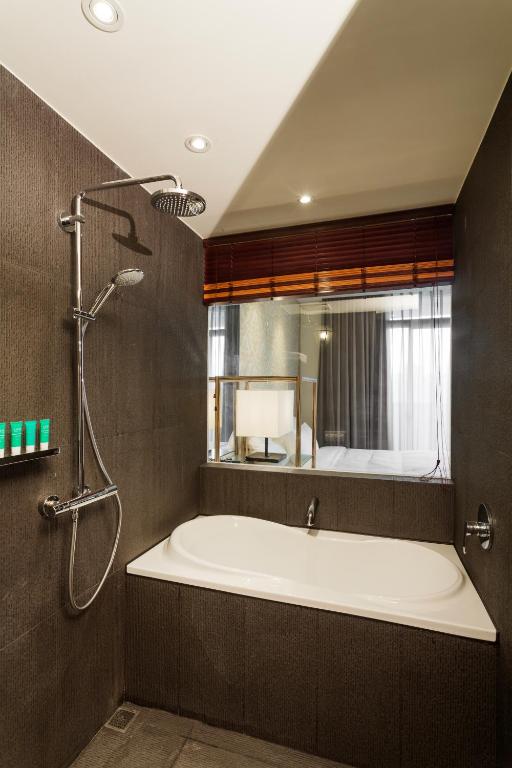 Koupelna v ubytování Lacle Hotel-Luzhou Taipei