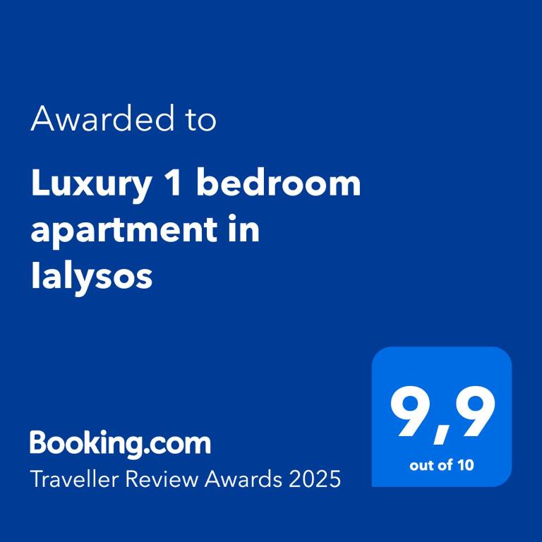Certifikát, hodnocení, plakát nebo jiný dokument vystavený v ubytování Luxury 1 bedroom apartment in Ialysos