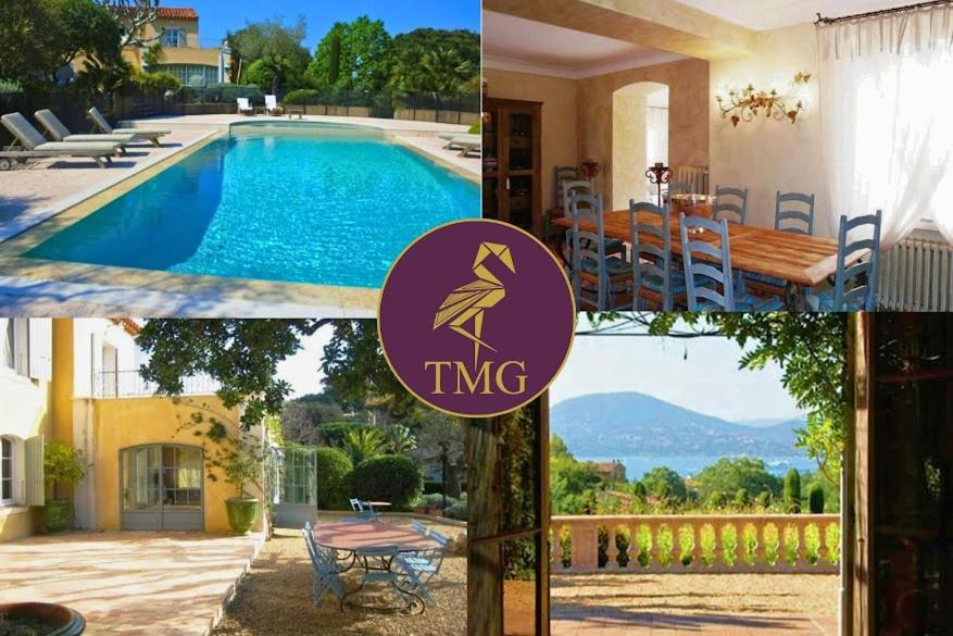 un collage de photos d'une maison et d'une piscine dans l'établissement Villa Virginie, à Saint-Tropez