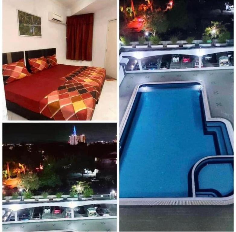 a collage of pictures of a hotel room with a swimming pool at EasyStay Apartment Langkawi in Kuah