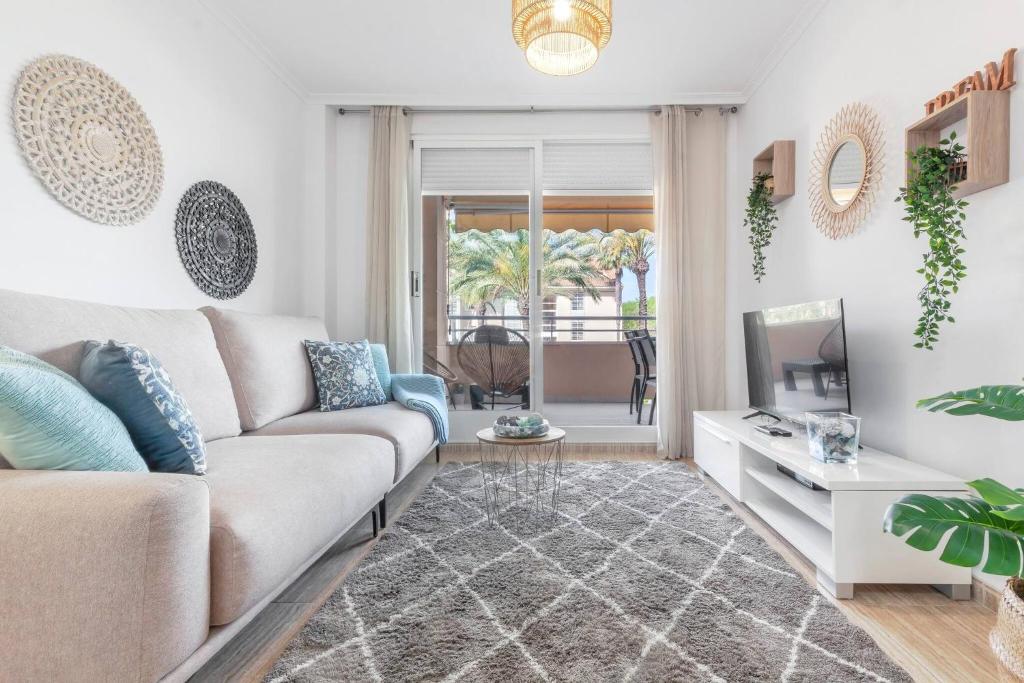 TV a/nebo společenská místnost v ubytování Apartamento Syros