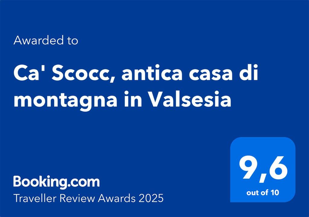 Certifikát, ocenenie alebo iný dokument vystavený v ubytovaní Ca' Scocc, antica casa di montagna in Valsesia