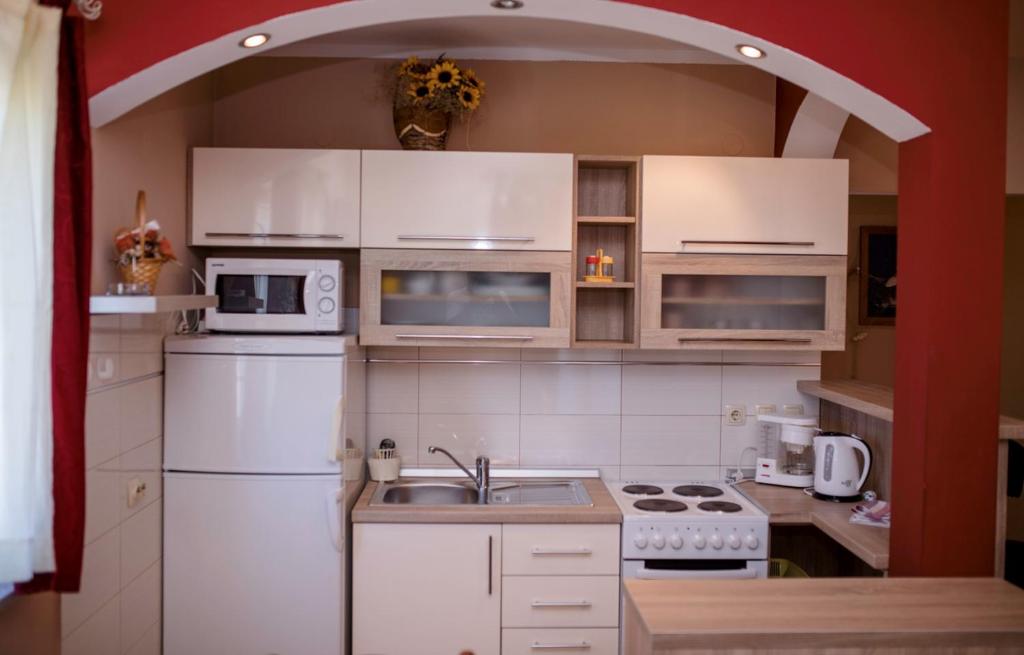 Kuchyň nebo kuchyňský kout v ubytování Apartments Gordana