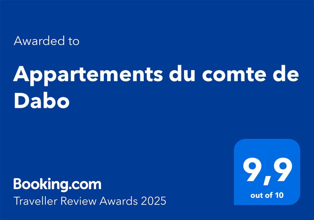 Certifikát, hodnocení, plakát nebo jiný dokument vystavený v ubytování Appartements du comte de Dabo