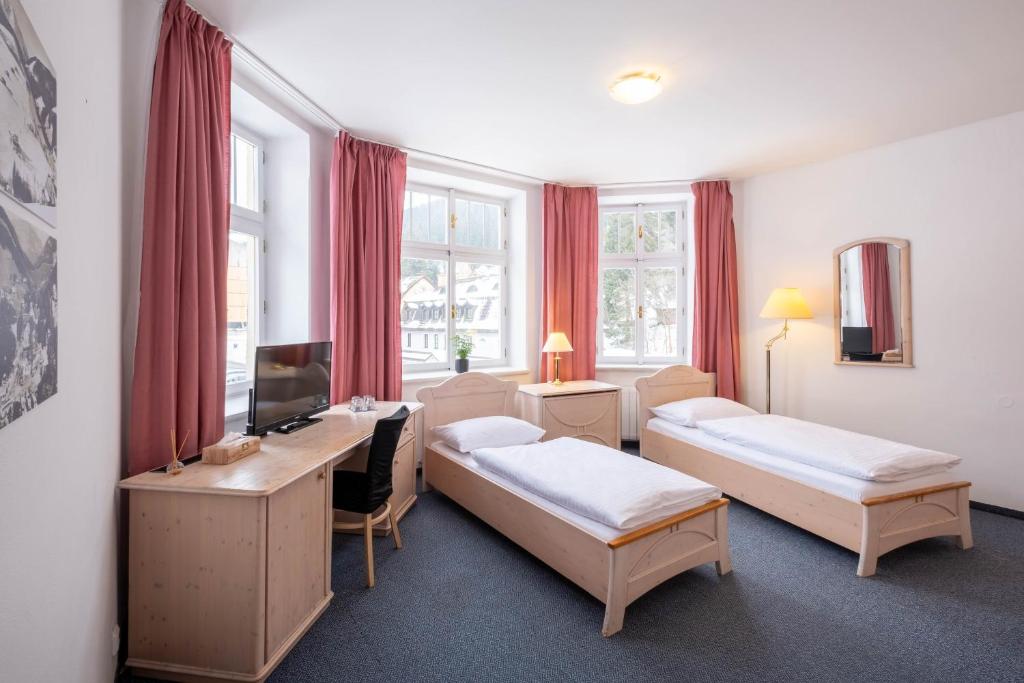 Postel nebo postele na pokoji v ubytování Hotel Hořec
